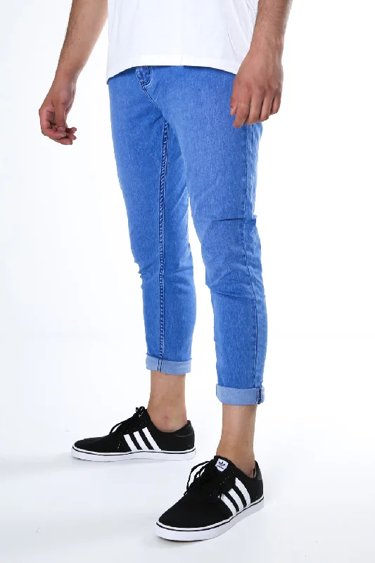 Men's Distressed Jeans with Patches for a Retro and DIY - Inspired AppearanceRollies Jean Bold Blue