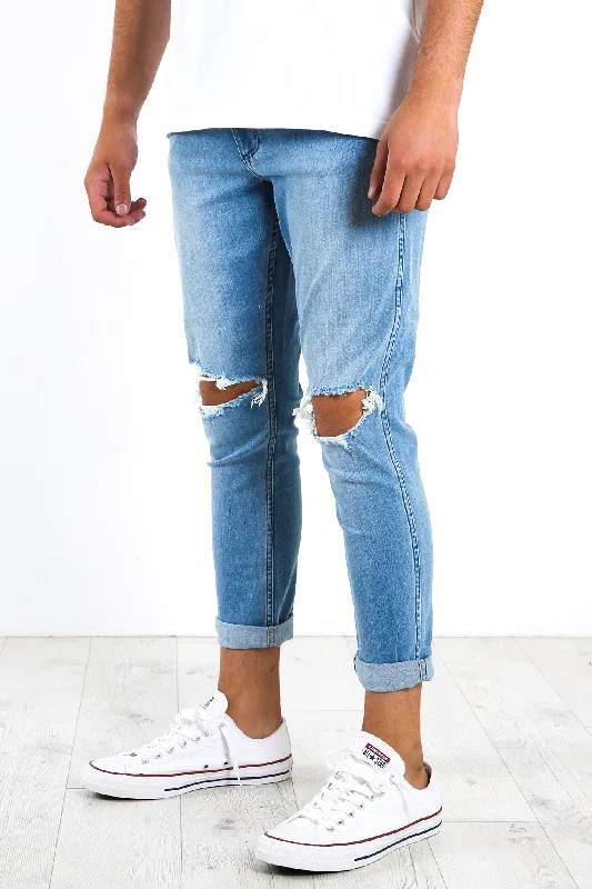 Men's Ripped Skinny Jeans in Acid Wash for an Edgy and Punk - Inspired StyleSmith R28 Jean Strange Days