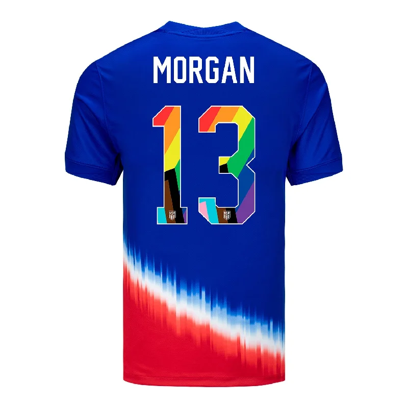 Men's Custom - Printed Baseball Jerseys with Player Names and Numbers for Personalized StyleMen's Nike USWNT 2024 Pride-Themed Away Morgan 13 Stadium Jersey