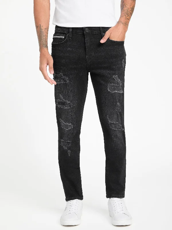 Plus Size Men's Bootcut Jeans with a Belt Loop Upgrade for a Stylish TouchZaid Destroyed Skinny Jeans