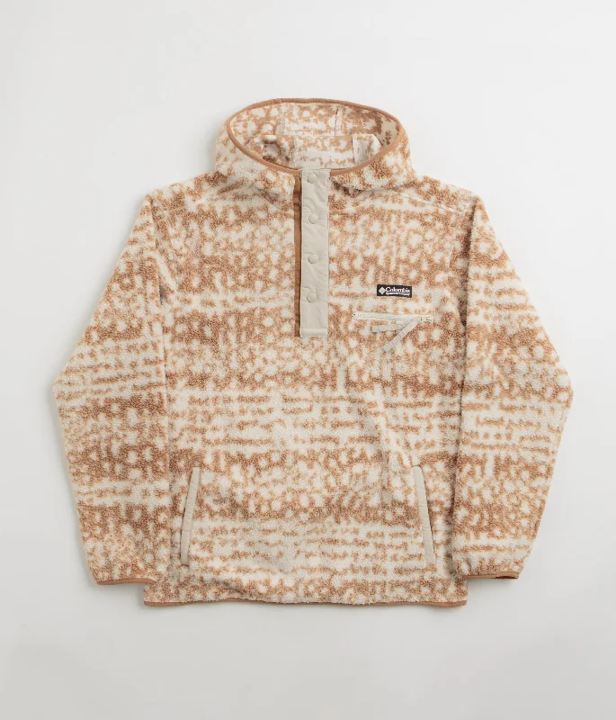 Men fleece - paneled cycling jerseys for bike ridesColumbia Helvetia II Printed Hoodie - Camel Brown Stippled Stripe