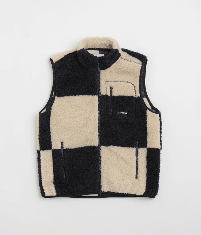 Men fleece - paneled cycling jerseys for bike ridesGramicci Checkered Sherpa Vest - Natural / Navy Check