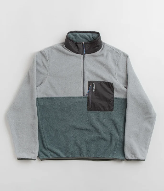 Men fleece - paneled cycling jerseys for bike ridesPatagonia Microdini 1/2 Zip Pullover Fleece - Nouveau Green / Salt Grey