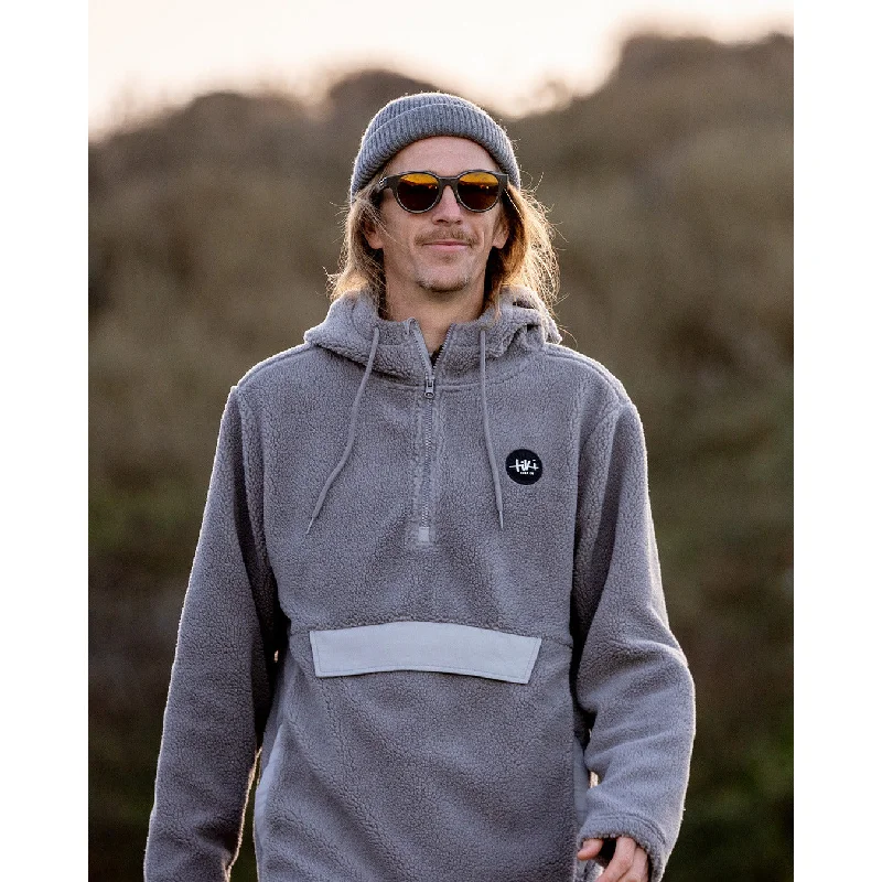 Men fleece bomber jackets with a stylish ribbed collarTiki Surf Sherpa Fleece 1/2 Anorak Grey