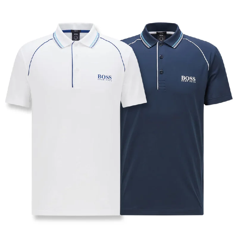 Men's jacquard woven polo shirts with intricate designsHugo Boss Pauletech Golf Polo 2021