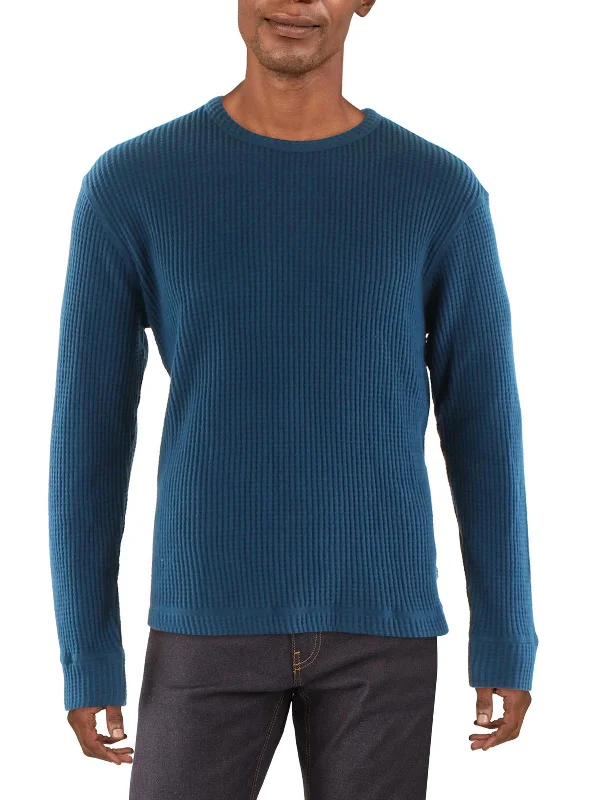 Regular Fit Men's Heathered Knit Sweater in Charcoal for a Laid - Back Weekend LookMens Casual Work Wear Thermal Shirt