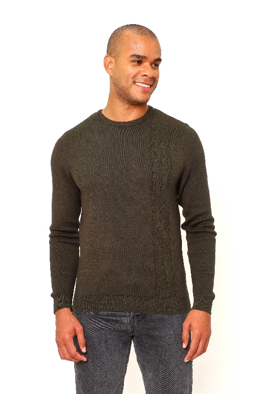 Regular Fit Men's Mock - Neck Sweater in Teal with a Side Slit for a Modern Office AttireVellapais Reus Crew Neck Sweater