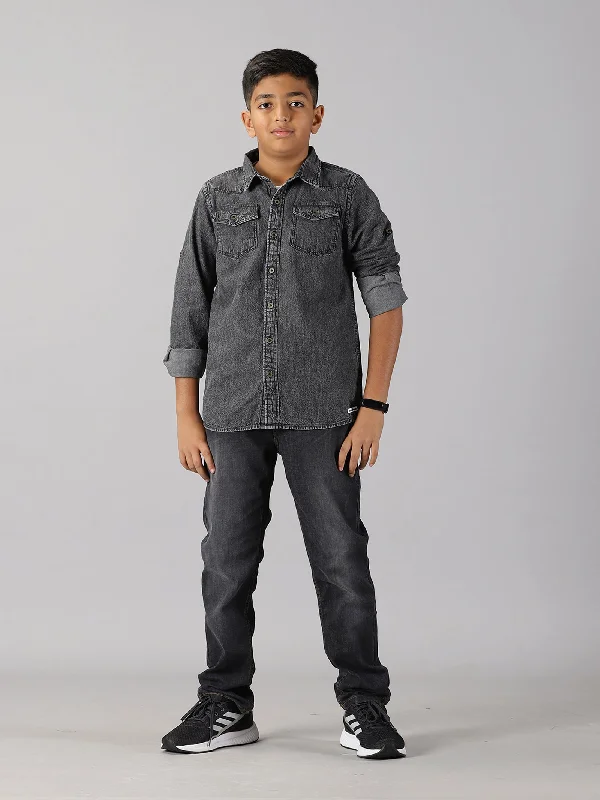 Boys Double Pocket Denim Shirt & Denim Pant Set