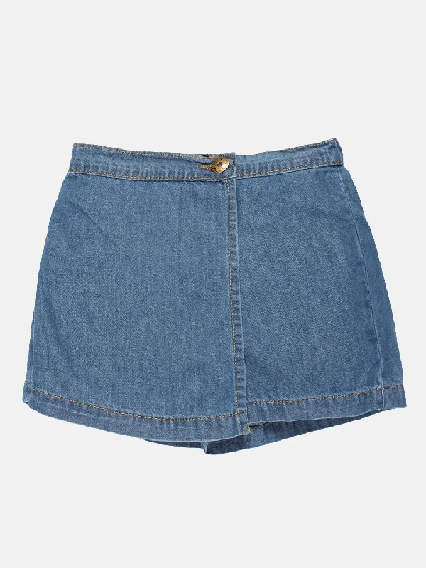 Girls Denim Over Lap Shorts