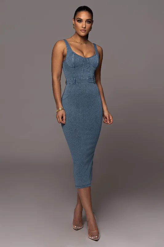 NAT & LIV x JLUXLABEL Denim Malika Midi Dress