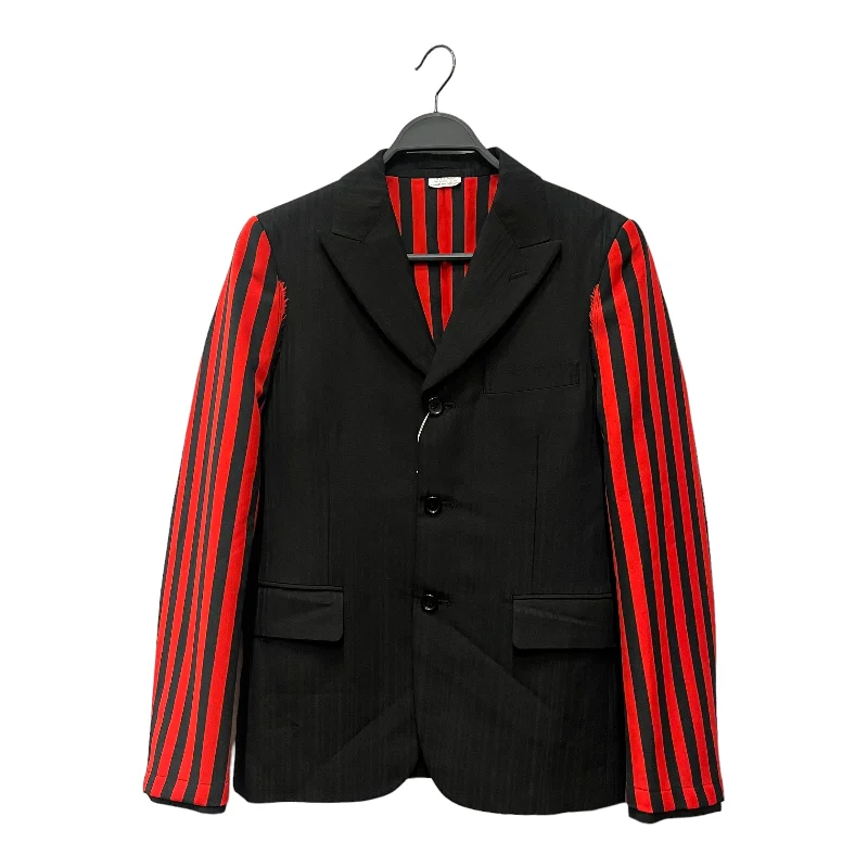 Stylish men coats with a double - breasted design for a formal lookCOMME des GARCONS HOMME PLUS/Tailored Jkt/S/Black/Rayon/Stripe/PK-J033/PK-J033