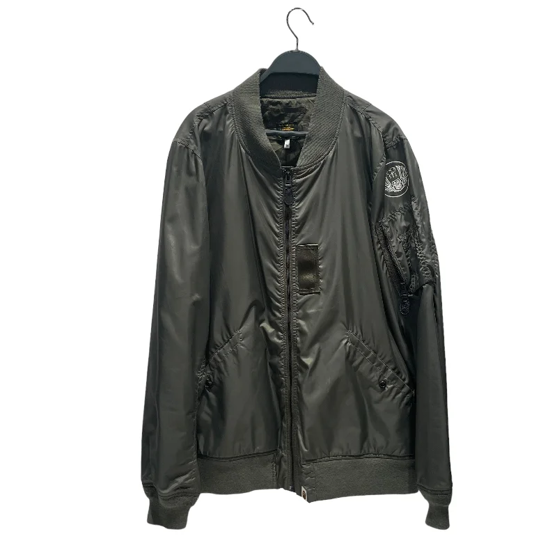 Men coats with multiple inner pockets for convenient storage of essentialsA BATHING APE/Jacket/XL/Nylon/GRN/bomber jacket