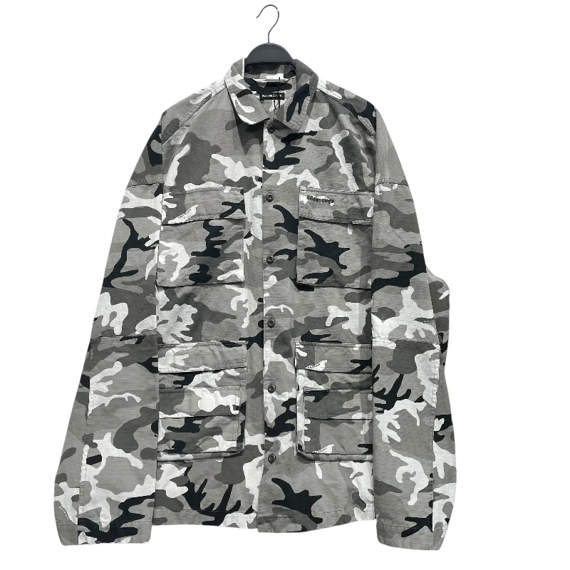 Men coats with multiple inner pockets for convenient storage of essentialsBALENCIAGA/Jacket/39/Cotton/GRY/Camouflage/RIPSTOP CAMO SHIRT