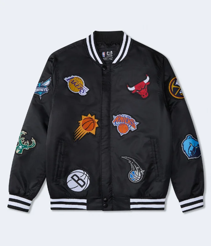 Long - line men coats reaching below the knee for maximum coverageAeropostale Nba Team Logos Bomber Jacket