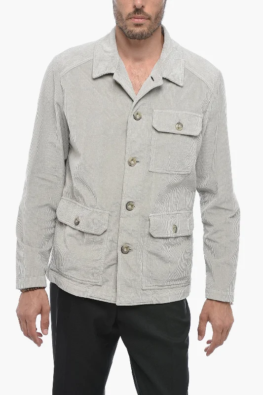 Stylish men coats with a double - breasted design for a formal lookAltea Corduroy HARRISON Overshirt with Collar