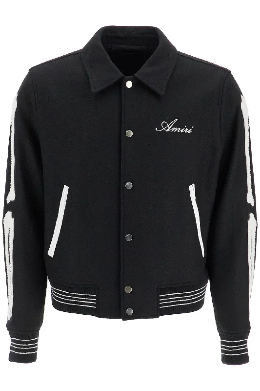 Men coats with a wind - resistant outer layer for blustery weatherAmiri Men's Bones Varsity Jacket