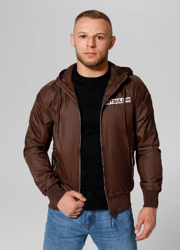 Fleece - lined men jackets for cold - weather commutingMen's transitional hooded jacket Athletic Logo