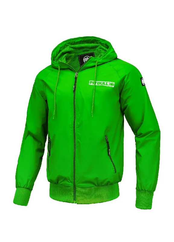 Men jackets with a built - in hood that can be stowed away when not in useMen's transitional hooded jacket Athletic Logo