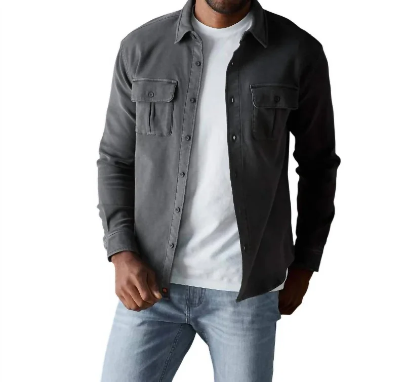 Men coats with multiple inner pockets for convenient storage of essentialsComfort Terry Shirt Jacket In Steel