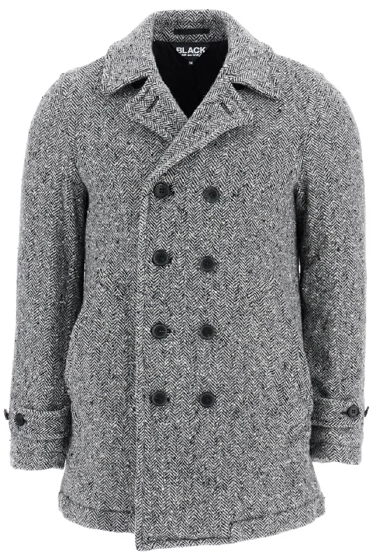 Men coats with a contrasting trim for a fashion - forward aestheticComme Des Garcons  Men's Herringbone Wool Caban