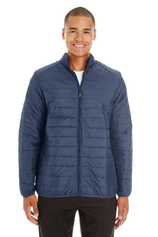 Slim - fit leather men jackets with a distressed finish for a rugged lookCore 365 Mens Prevail Packable Puffer Water Resistant Full Zip Jacket - Classic Navy Blue