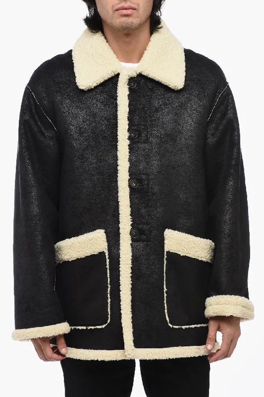 Men coats with a contrasting trim for a fashion - forward aestheticDunst Reversible Faux Leather And Faux Fur Jacket