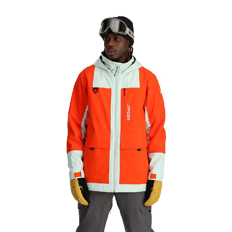 Men jackets with a built - in hood that can be stowed away when not in useMens Field - Twisted Orange