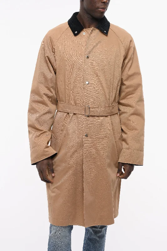 Men coats with a stand - up collar for a sleek and modern lookJ.Press Unlined Single-breasted Coat with Velour Collar and Belt