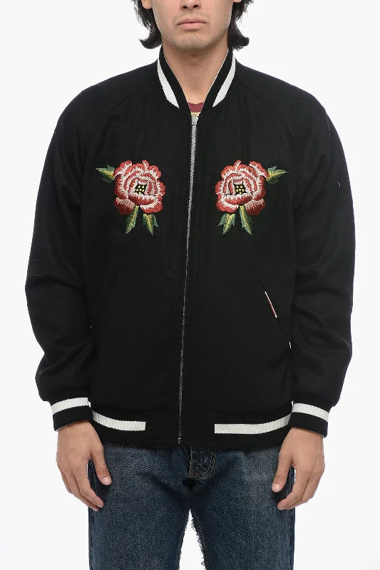 Long - line men coats reaching below the knee for maximum coverageKenzo Embroidered SOUVENIR Embroidered Bomber