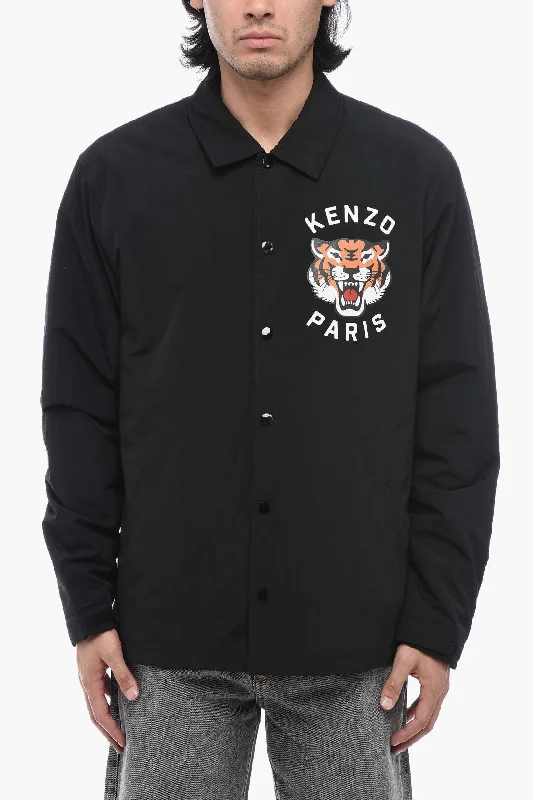 Men coats with a quick - drying feature for active lifestylesKenzo Printed Logo LUCKY TIGER Windbreaker