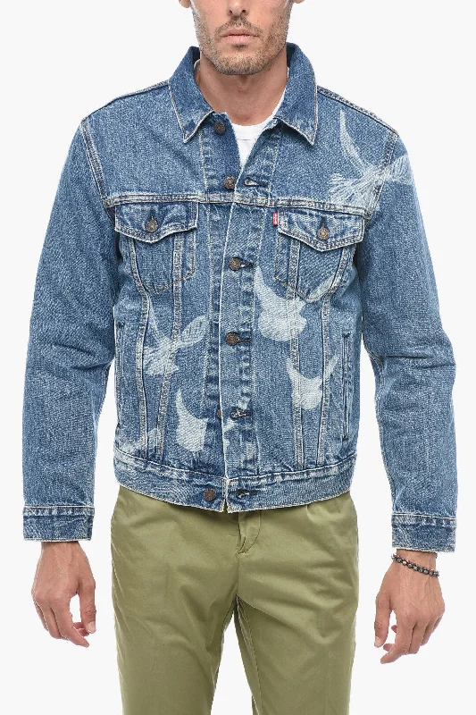 Men coats with a wind - resistant outer layer for blustery weatherLevi's 3.PARADISE Trucker Denim Jacket with Dove Pattern