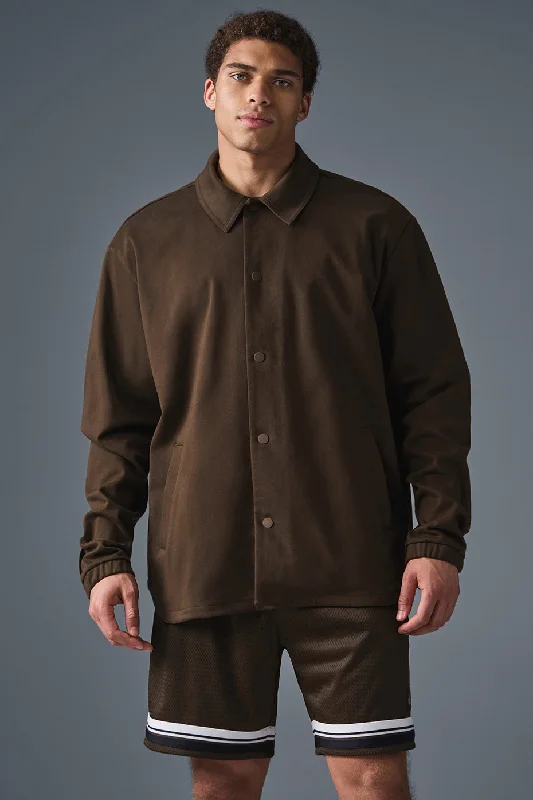 Men jackets with a built - in hood that can be stowed away when not in useEdition Sueded Jacket - Espresso