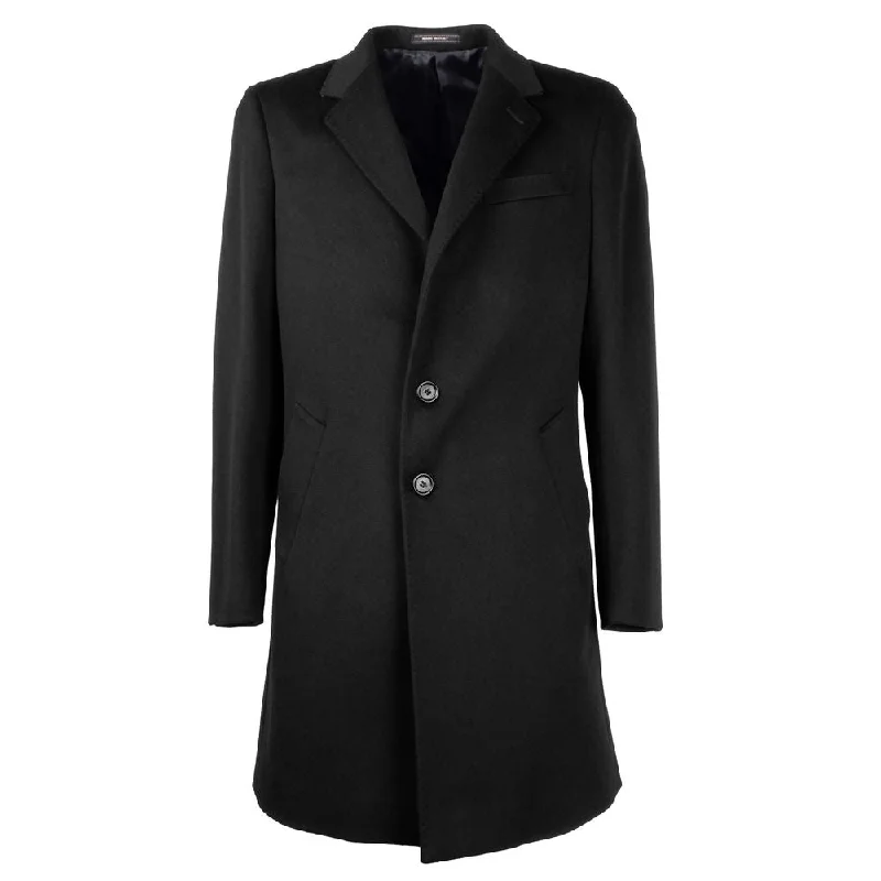 Long - line men coats reaching below the knee for maximum coverageMade in Italy Elegant  Virgin Wool Men's Men's Coat