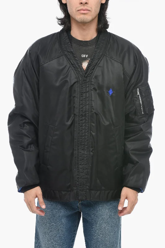 Men coats with a quilted pattern for added texture and warmthMarcelo Burlon Padded CROSS KIMONO Bomber Jacket with Snap Buttons