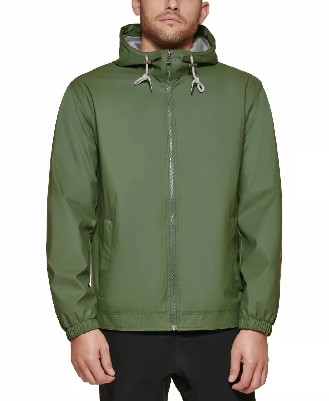 Men coats with a wind - resistant outer layer for blustery weatherMen's Bomber Jacket With Hoodie In Green