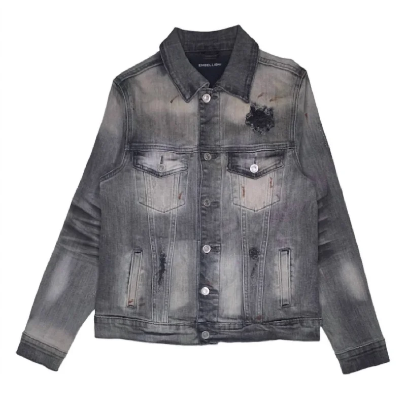 Men coats made from recycled materials for an eco - friendly choiceMen's Hayes Denim Jacket In Distressed Grey Wash