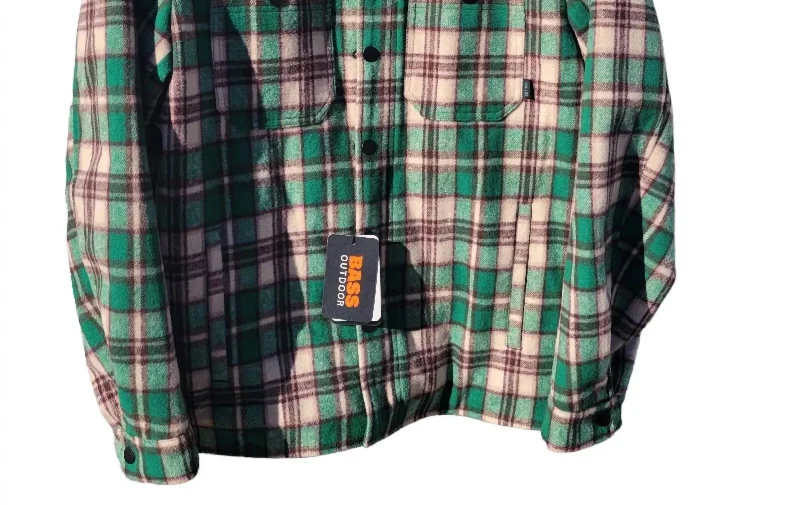 Men coats with a drawstring waist for a customizable fitMen's Insulated Plaid Jacket In Green