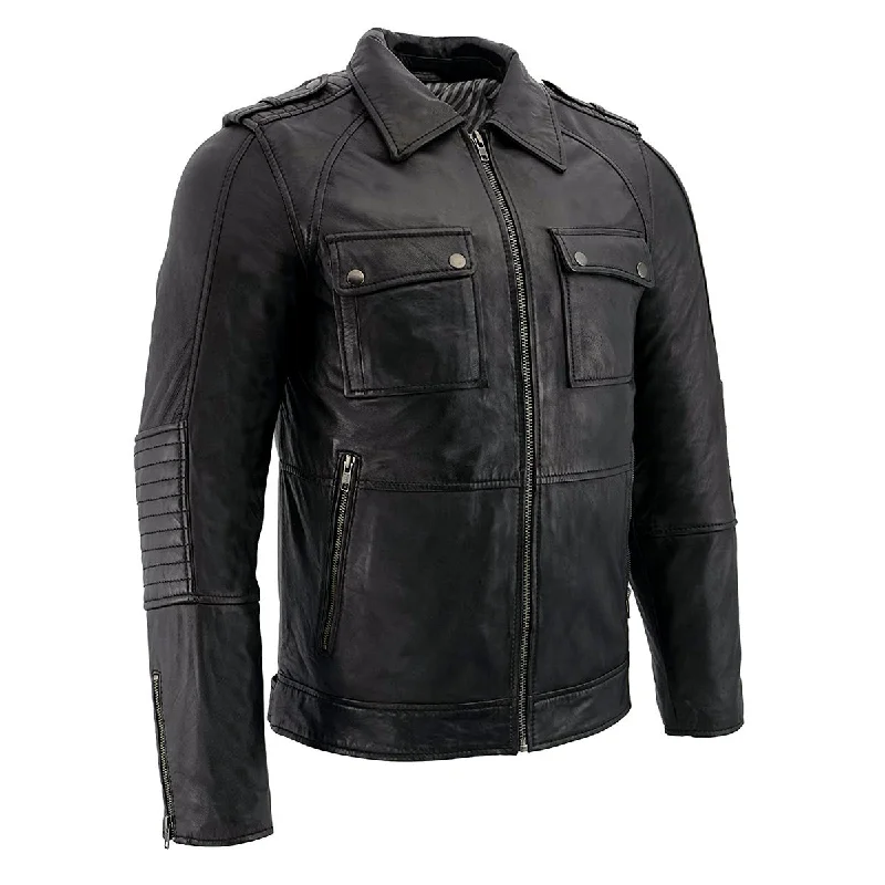 Fleece - lined men jackets for cold - weather commutingMilwaukee Leather SFM1810 Men's Black Lamsbkin Patch Pocket Leather Jacket