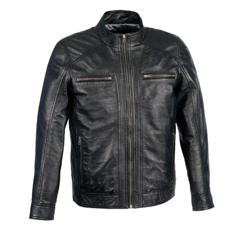 Bomber men jackets with ribbed cuffs for a classic 80s styleMilwaukee Leather Men's Black Motorcycle Fashion Leather Jacket with Front Zipper Closure SFM1860