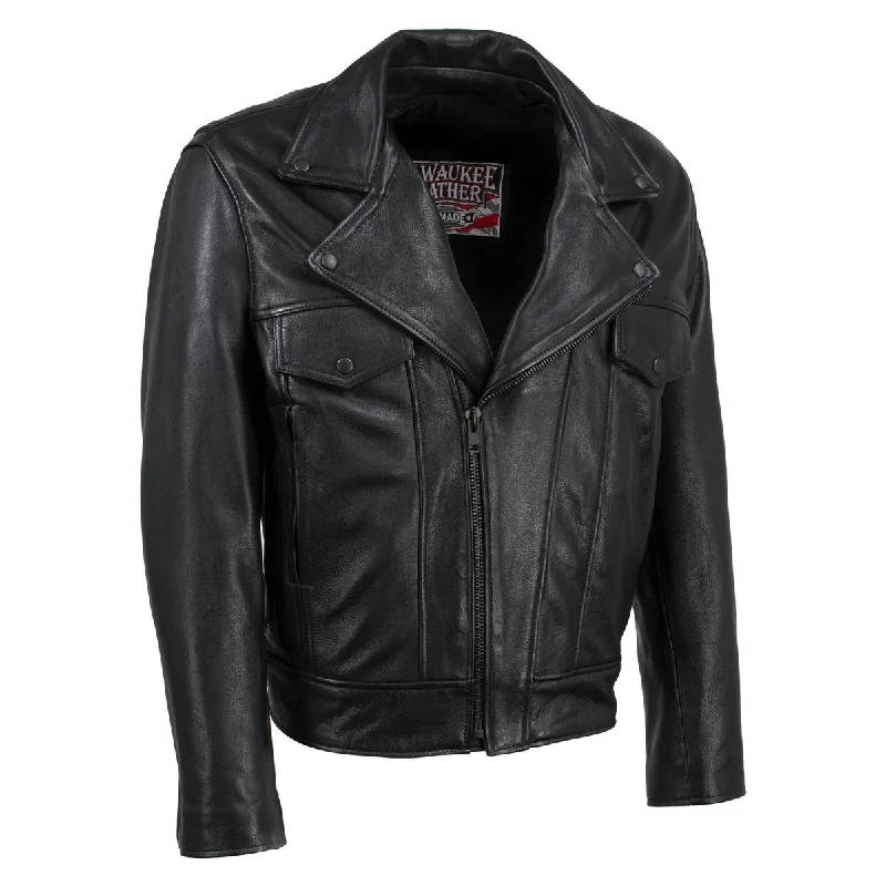 Embroidered men jackets with intricate floral designs for a unique aestheticMilwaukee Leather USA MADE MLJKM5008 Men's Black 'Revolve' Premium Leather Vented Motorcycle Jacket