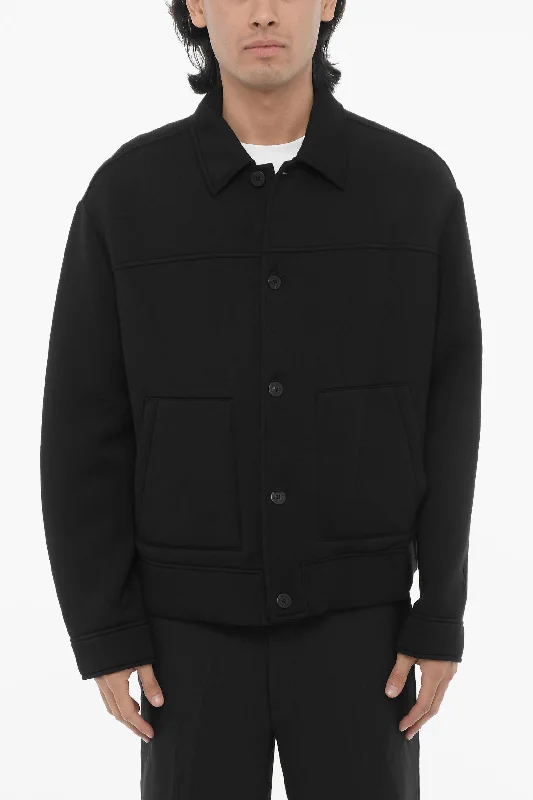 Men coats with a contrasting trim for a fashion - forward aestheticNeil Barrett Neoprene Boxy Fit JEAN Jacket