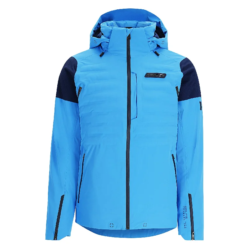 Men jackets with a built - in hood that can be stowed away when not in useMens Pinnacle - Aether Blue