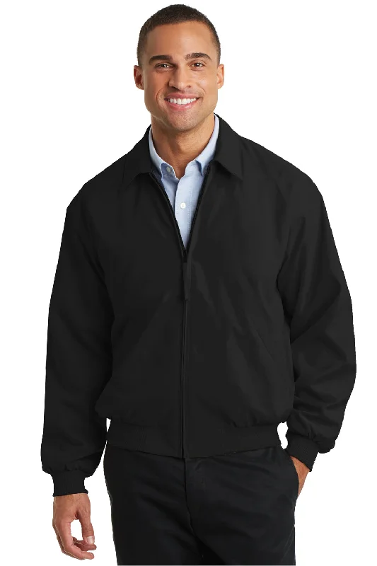 Performance - driven men jackets with breathable fabric for sportsPort Authority Mens Casual Wind & Water Resistant Full Zip Microfiber Jacket - Black - Closeout