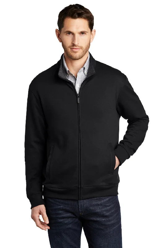 Performance - driven men jackets with breathable fabric for sportsPort Authority Mens Interlock Full Zip Jacket - Deep Black/Heather Charcoal Grey