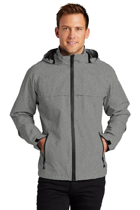 Men jackets with a built - in hood that can be stowed away when not in usePort Authority Mens Torrent Waterproof Full Zip Hooded Jacket - Heather Dark Grey