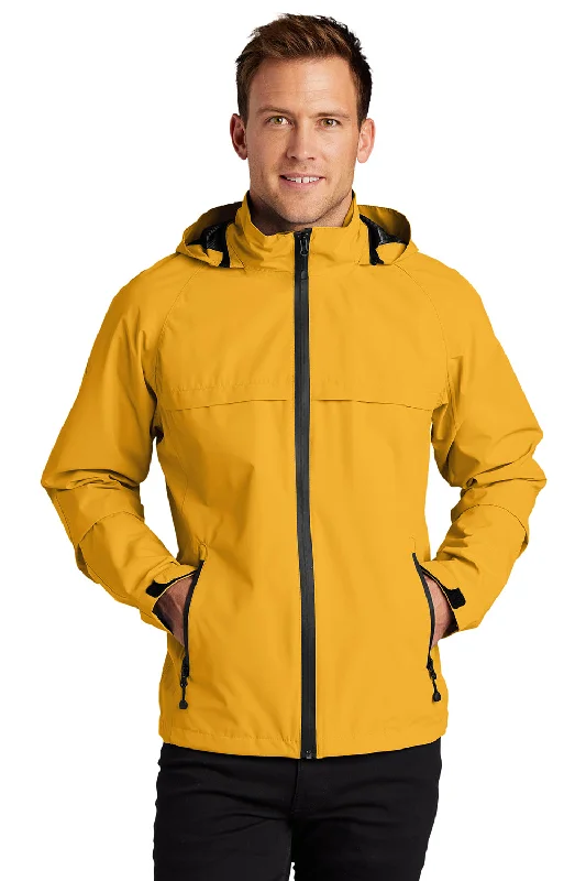 Slim - fit leather men jackets with a distressed finish for a rugged lookPort Authority Mens Torrent Waterproof Full Zip Hooded Jacket - Slicker Yellow