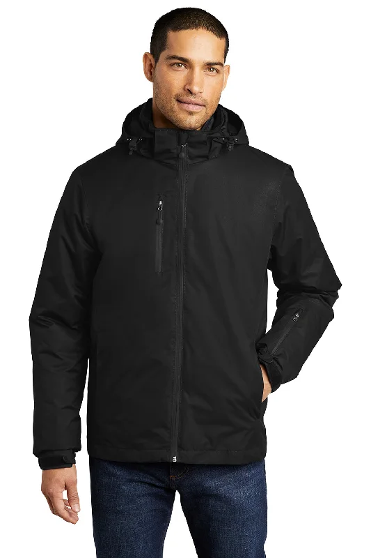 Down - filled men jackets in bright colors for winter fashionPort Authority Mens Vortex 3-in-1 Waterproof Full Zip Hooded Jacket - Black