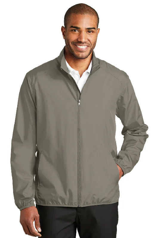 Men jackets with a media - friendly pocket for easy access to gadgetsPort Authority Mens Zephyr Wind & Water Resistant Full Zip Jacket - Stratus Grey - Closeout