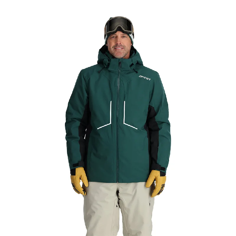 Hooded men jackets with a detachable faux - fur trim for added warmthMens Primer - Cypress Green