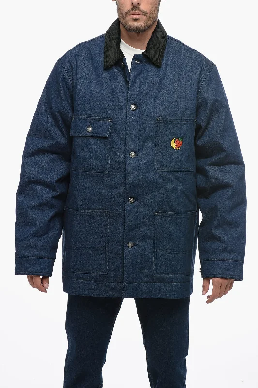 Waterproof men coats with taped seams for heavy rain and snow daysSky High Farm Denim Utility Jacket with Velvet Collar